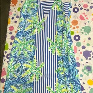 Lilly Pulitzer Blue and Green Palm Print Dress